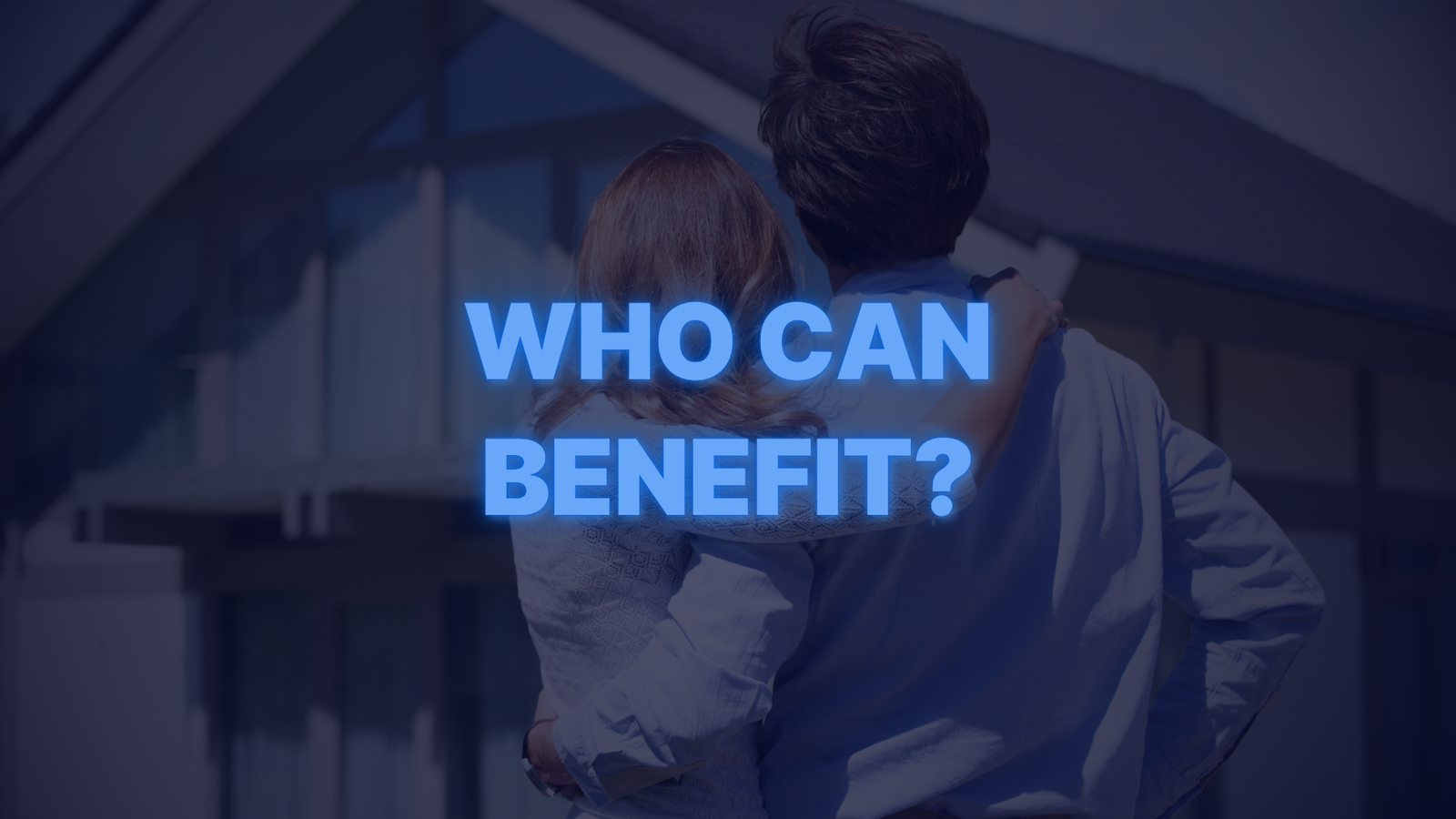 Couple embracing outside a modern home representing who can benefit from jumbo loan financing.