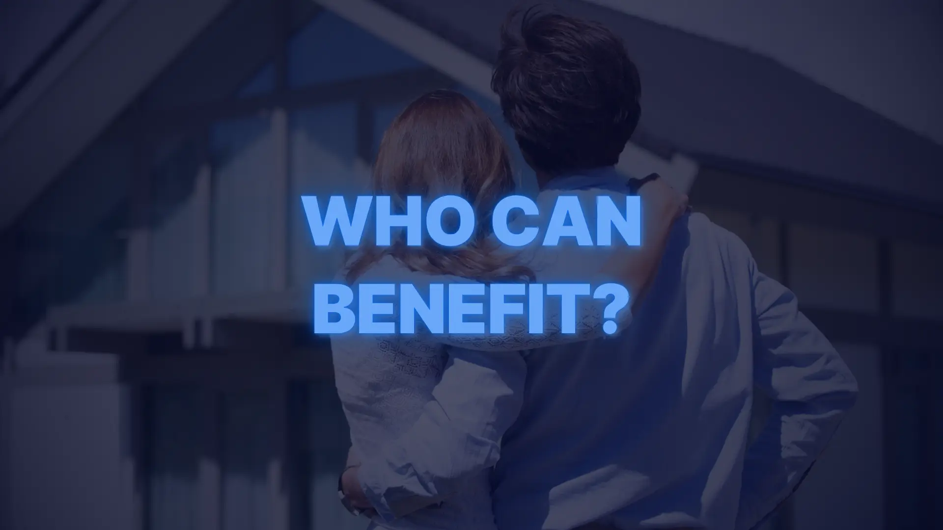 Couple embracing outside a modern home representing who can benefit from jumbo loan financing.